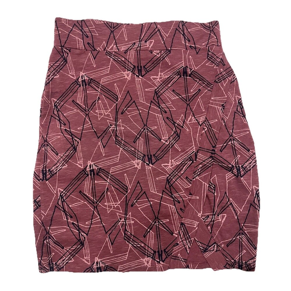 Toad & Co Moxie Skirt 21” Pencil Faux Wrap Organic Cotton Blend Small Brick